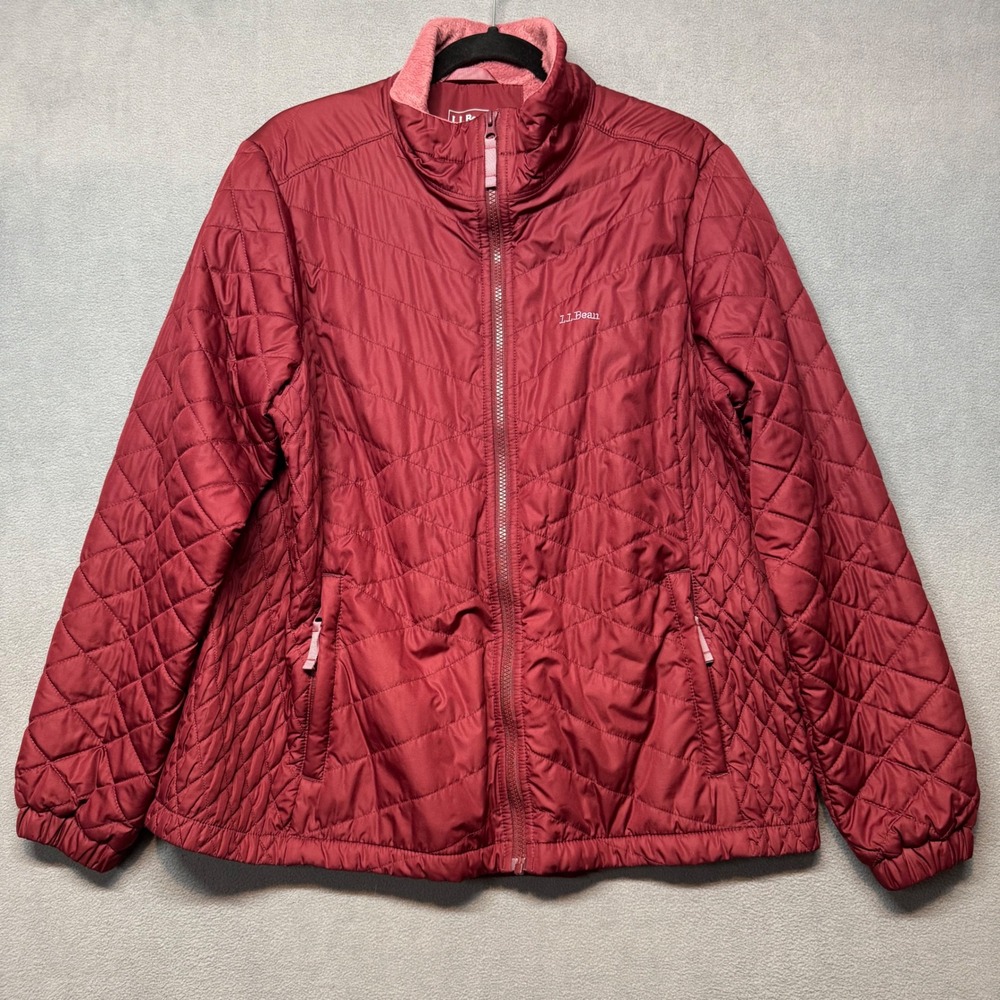 L.L. Bean Quilted Primaloft Jacket Fleece Lined Burgundy‎ 1X Plus 511210
